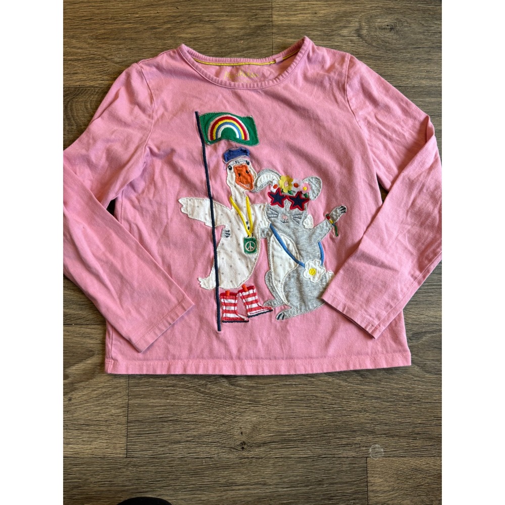 Mini Boden Girls Rainbow Pink Long sleeve Shirt size 9-10‎